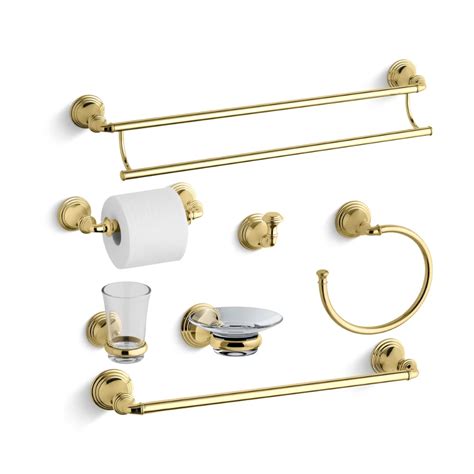 Kohler Devonshire Best Accessory Pack-PB Polished Brass 24" Double Towel Bar, 18" Towel Bar ...