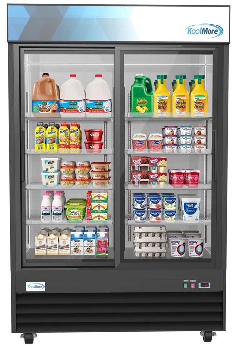 KoolMore 53 in. Commercial Two-Glass-Door Display Refrigerator Merchandiser with LED Lighting ...