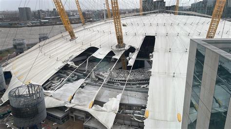 Storm Eunice: O2 arena closes as roof shredded in high winds - BBC News