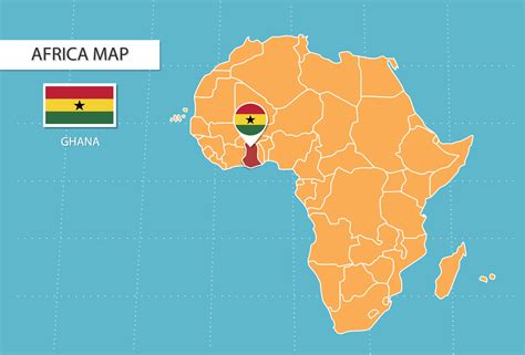 Ghana map in Africa, icons showing Ghana location and flags. 15311327 Vector Art at Vecteezy