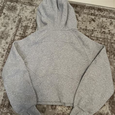 lululemon scuba half zip in grey barely worn size... - Depop