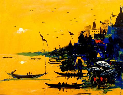 Abstract varanasi ghat - Scenery Acrylic Painting | World Art Community