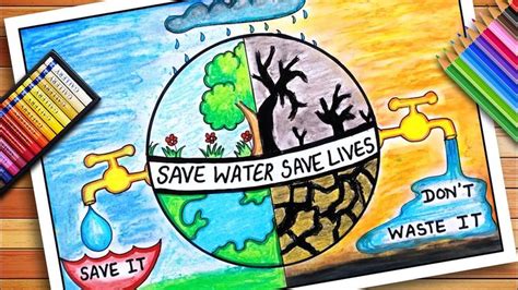 Save water drawing, Save water poster drawing, Save water poster