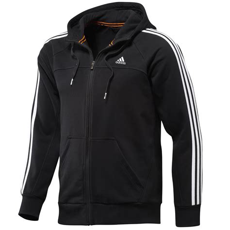 adidas Performance Mens Full Zip 3 Stripe Hoodie Sweater Hoody Top New ...