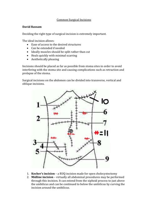 Common Surgical Incisions David Rassam Deciding the right type of