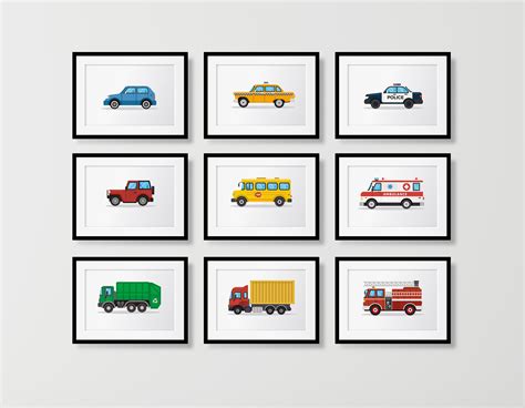 Fire Truck Print, Firetruck Art Print, Transportation Wall Decor, Vehicle Prints, Kids Poster ...