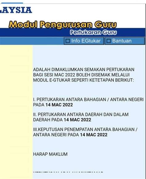 eGTukar Permohonan Pertukaran PPP KPM Januari 2022