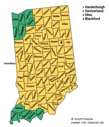 Central Time Zone Map Indiana - Map