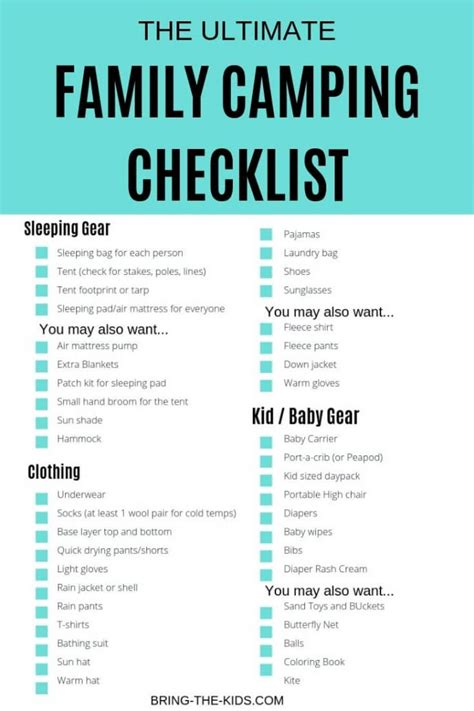 Printable Family Camping Checklist - Printable Word Searches