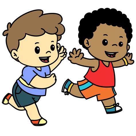 dibujos animados Niños jugando corriendo contento 23636519 PNG