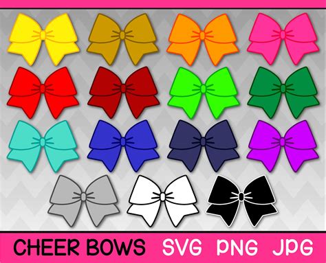 Cheer bows digital clipart set cheer bow svg png jpg | Etsy