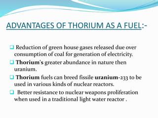 Thorium as a fuel for next generation nuclear | PPT