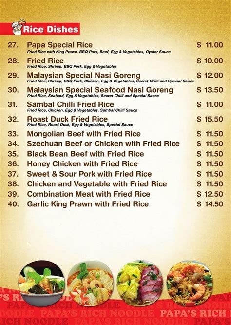 Menu at Papa's Rich Noodles (Order Online/Delivery) restaurant, Warragul