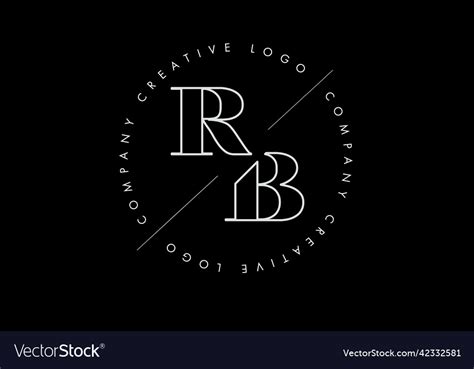 Outline rb r b letter logo with cut Royalty Free Vector