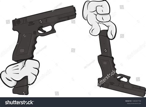 Cartoon Hand Holding Gun: vetor stock (livre de direitos) 1288487758 | Shutterstock