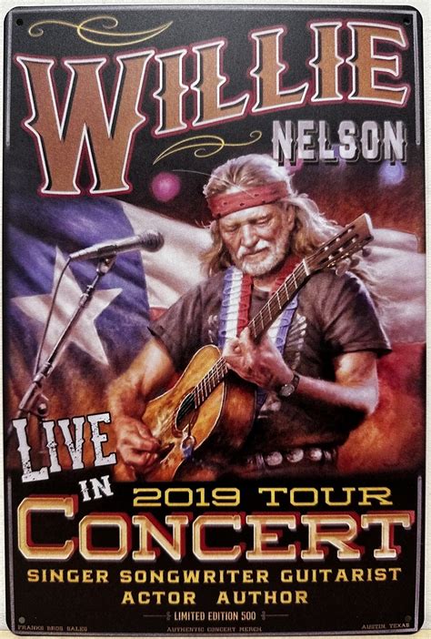 Willie Nelson Live Concert wandbord van metaal