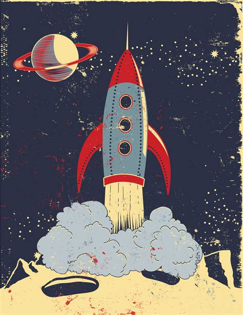 Pin by Micha Eliszt on For My Kiddo | Retro rocket, Space illustration, Space art