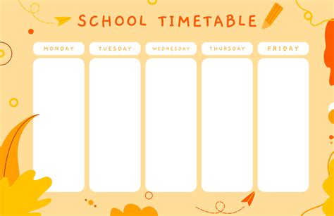 Colorful child school time table template with cute illustration. Usable for planner, school ...