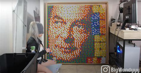 Rubik's Cube Artist Creates Portrait Of Erno Rubik While Blindfolded, Using Tacticle Rubik's ...