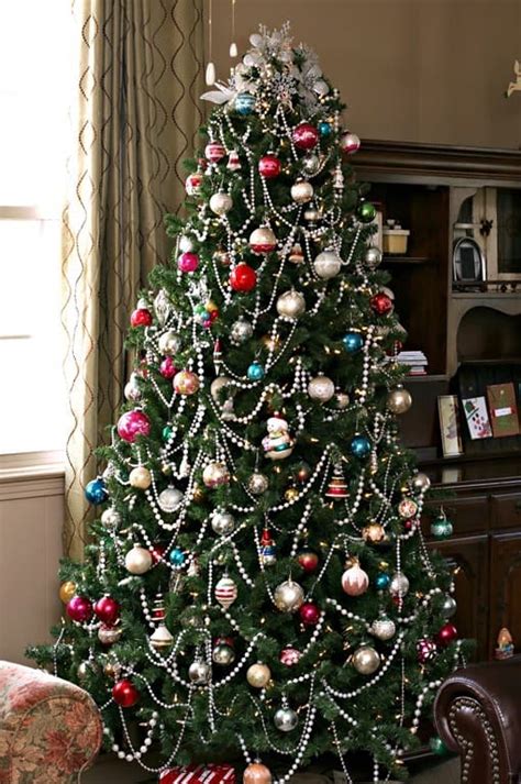 Christmas Tree Decorated With Vintage Glass Ornaments