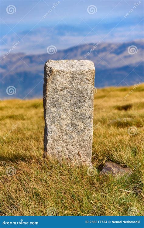 View of a Boundary Stone on the Yugoslavia SFRJ Border. the Border between North Macedonia and ...