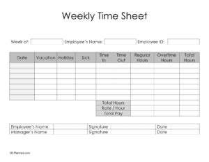 Weekly Time Sheet Printable