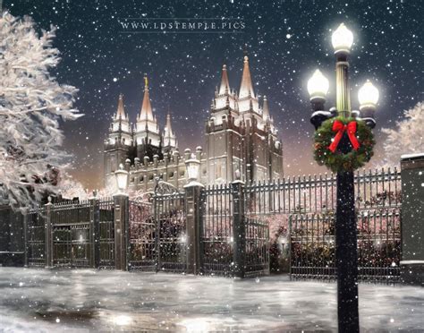 Salt Lake Temple Christmas Time Painting - LDS Temple Pictures