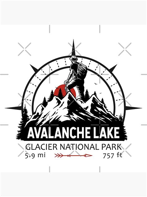 "Avalanche Lake Trail Montana Hiker Compass" Poster for Sale by ...