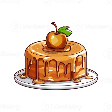 caramel apple cake clip art illustration. Transparent backgrund ...