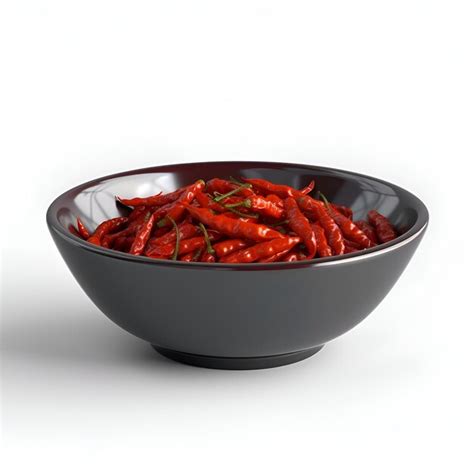 Premium AI Image | Red chili peppers in a black bowl isolated on a ...