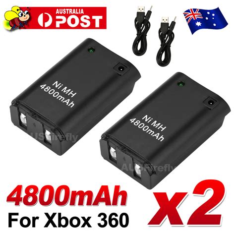 2 Rechargeable Battery + USB Charger Cable Pack XBOX 360 Wireless Controller AU | eBay