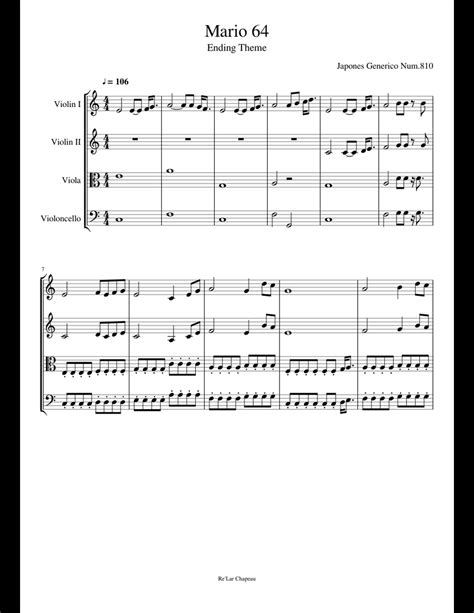 Mario 64 Ending theme (string) sheet music for Violin, Viola, Cello ...