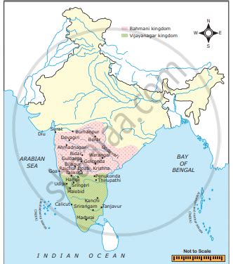 Highlight the boundaries of Vijayanagar Empire and Bahmani kingdom ...