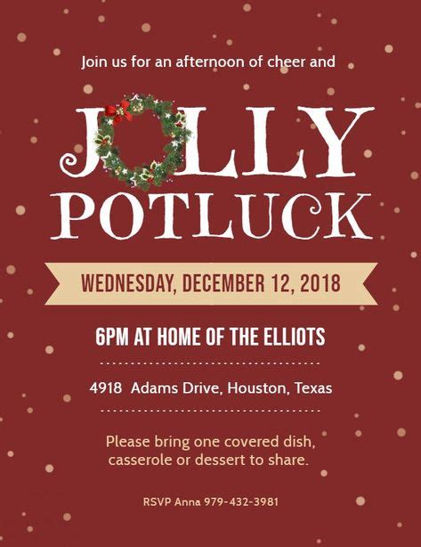 Modern Christmas Potluck Dinner Invitation Poster/Flyer Idea (With images) | Potluck party ...