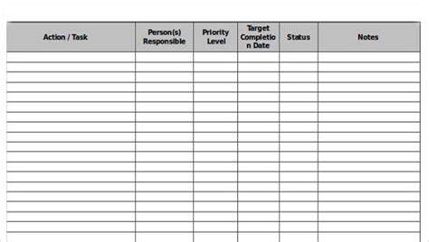 Task Action Plan Template | HQ Printable Documents