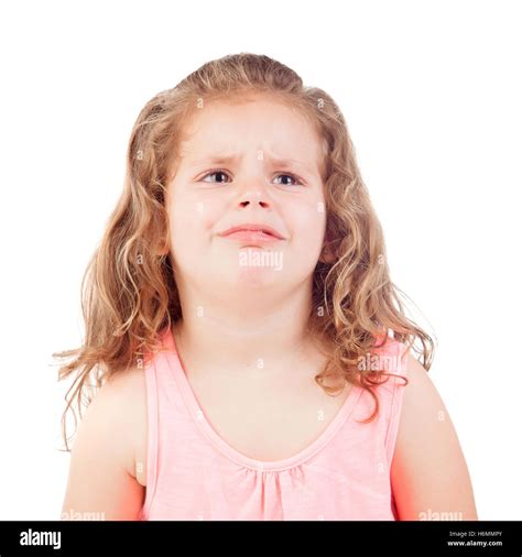 Sad little girl crying isolated on a white background Stock Photo - Alamy