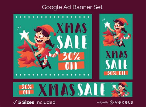 Christmas Google Ad Banner Set Vector Download