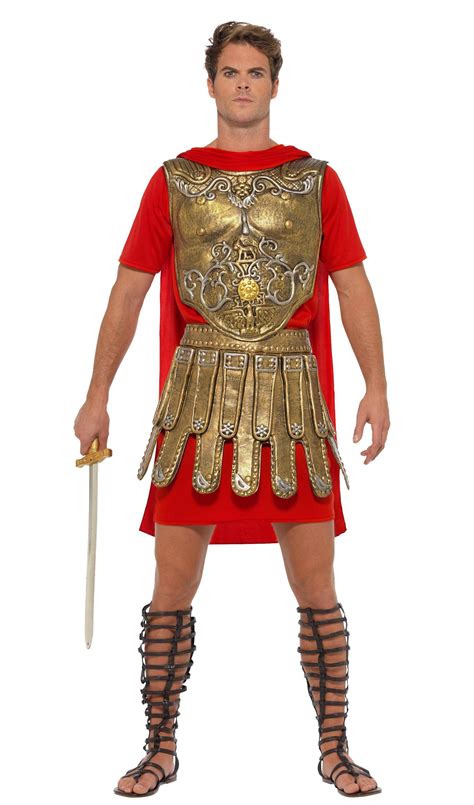 Roman Gladiator Costume Gold & Red