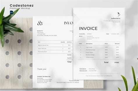 Invoice Paper Mockup - Design Template Place