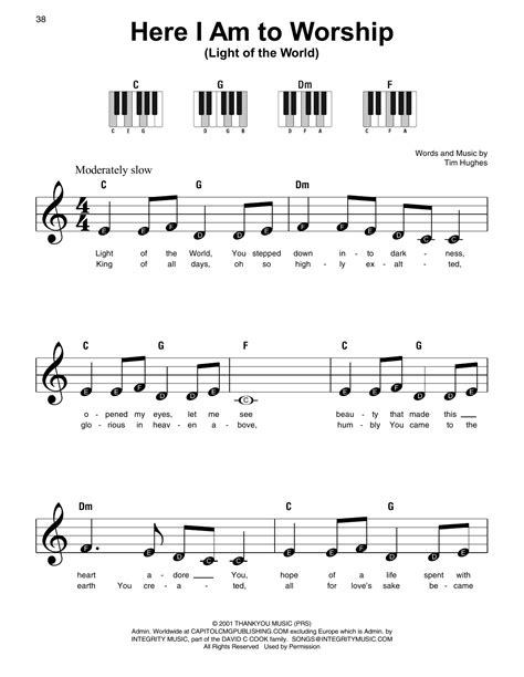 Here I Am To Worship (Light Of The World) by Tim Hughes Sheet Music for ...