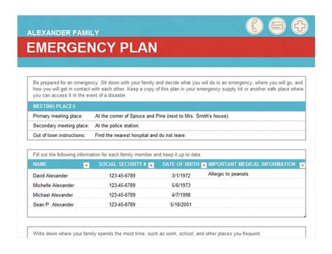 Family Emergency Plan | Family Emergency Plan Template