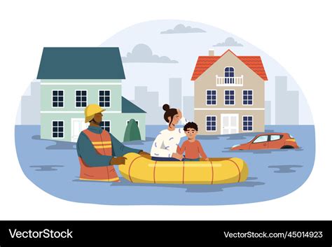 People and flood Royalty Free Vector Image - VectorStock