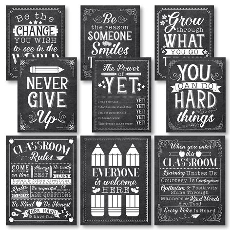 Buy 9 Black And White Classroom Decor - Welcome Sign For Classroom Motivational s For Classroom ...