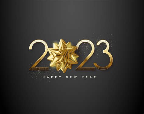 Happy new year gold with fancy ribbon, happy new year 2023 greetings. 13087836 Vector Art at ...