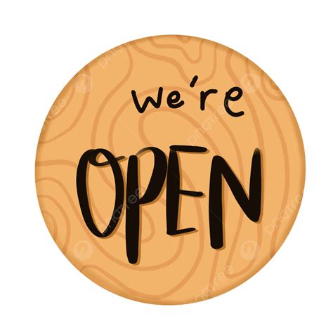 Open Sign For Shop With Round Wood Texture, Open, Shop, Store PNG ...