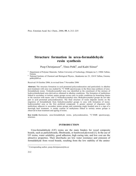 Structure formation in urea-formaldehyde resin synthesis