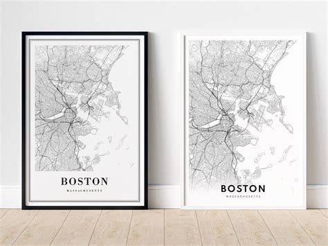 Boston Map Print Boston Map Poster Download Printable Boston - Etsy