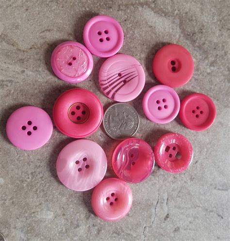 12 Pink Large Buttons Assorted Round Crafting Sewing Buttons - Etsy