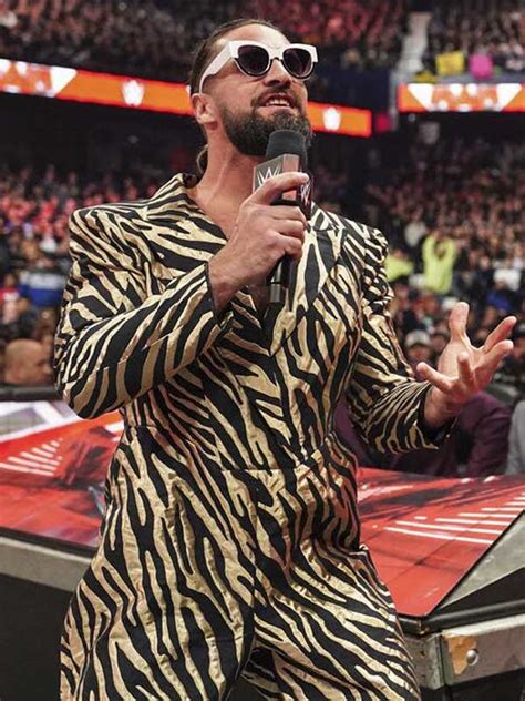 WWE Raw 2023 Seth Rollins Gold Zebra Printed Jumpsuit