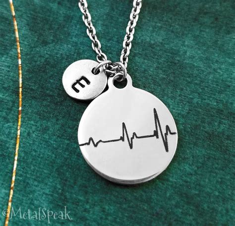 Heartbeat Necklace Engraved Heartbeat Pendant Necklace Heart | Etsy